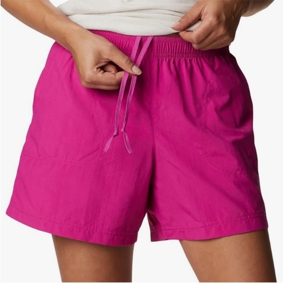 Columbia Sandy River Short Womens XL Solid Fushia Pink Nylon Hiking 3” Inseam - Picture 1 of 9